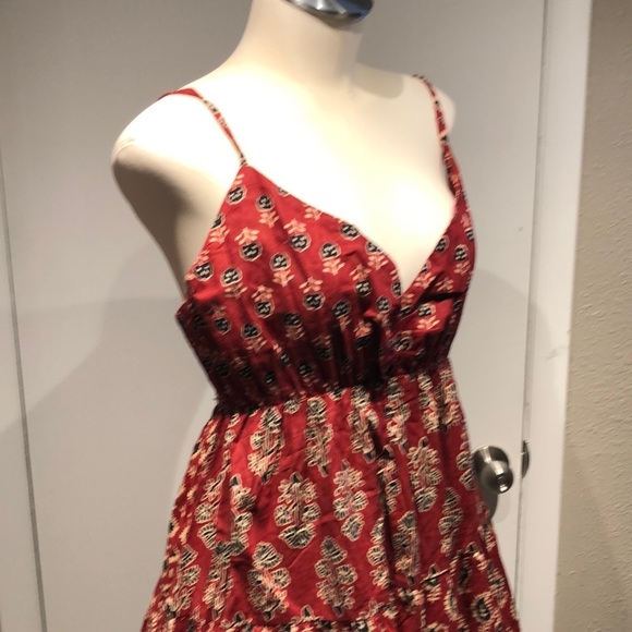 Sacred Threads Red and White Tiered Mini Sundress - Picture 3 of 9